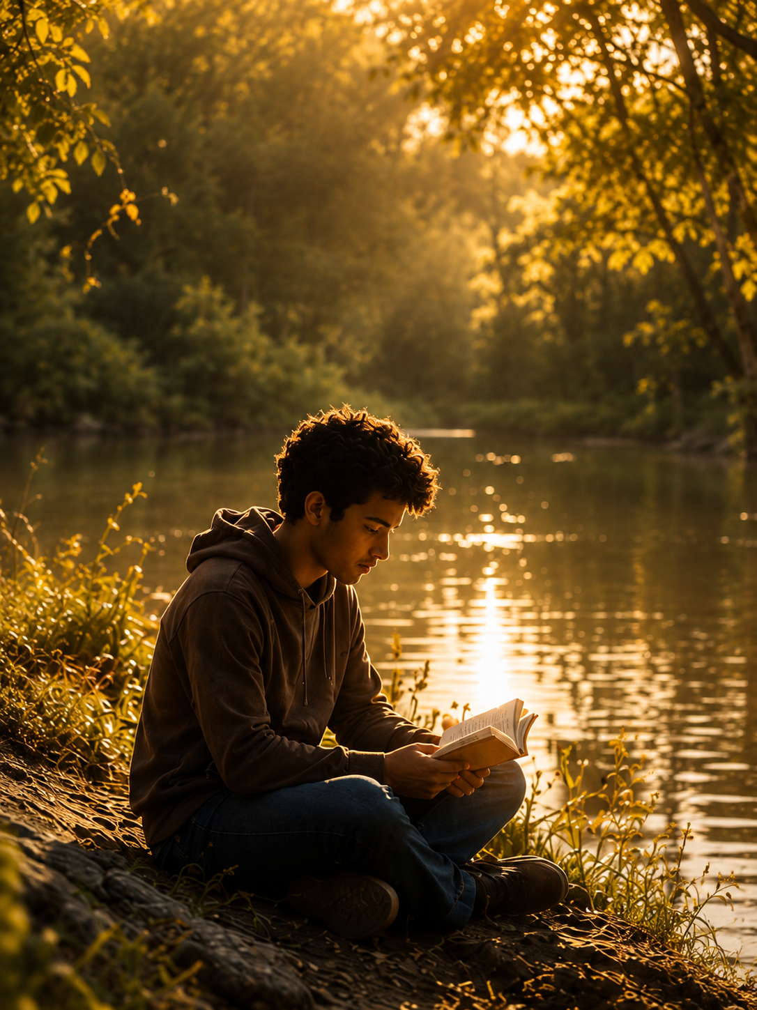 A peaceful moment of prayer, intention or stillness