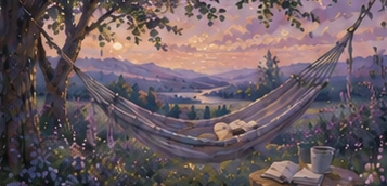Painterly peaceful scene representing rest and recovery