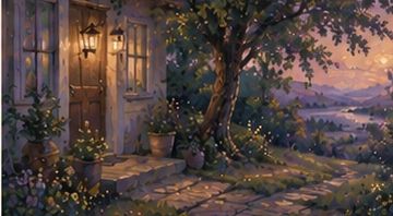 Painterly scene representing safety, steadiness and shelter
