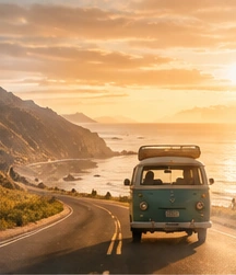 Road trip along a beautiful coast