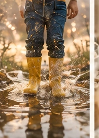 Jumping in rain puddles